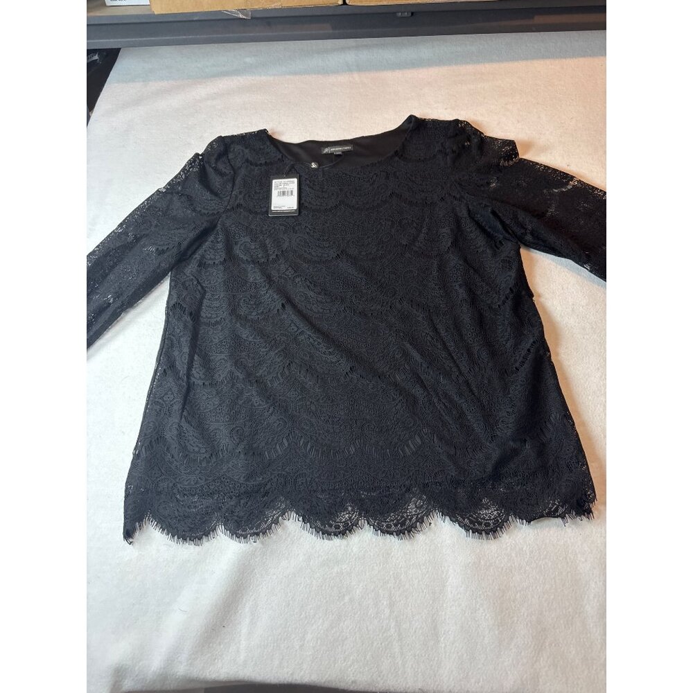 Adrianna Papell Womens Black Lace Top Size L